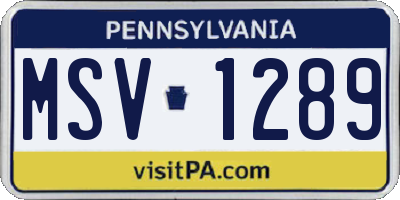 PA license plate MSV1289