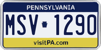 PA license plate MSV1290