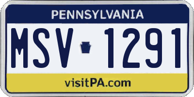 PA license plate MSV1291