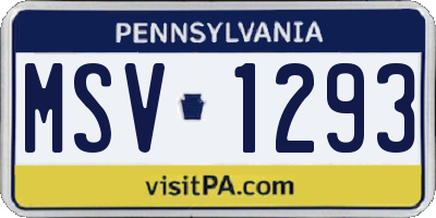 PA license plate MSV1293