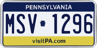 PA license plate MSV1296