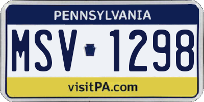 PA license plate MSV1298
