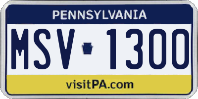 PA license plate MSV1300