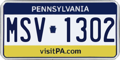 PA license plate MSV1302