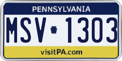 PA license plate MSV1303