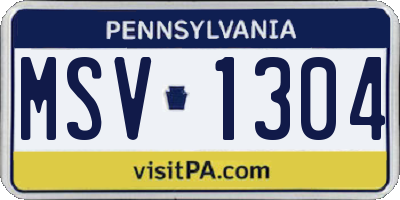 PA license plate MSV1304