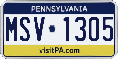 PA license plate MSV1305