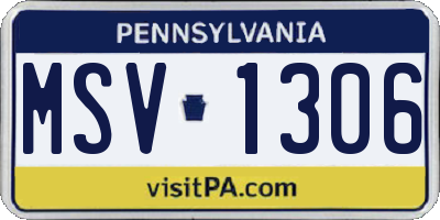PA license plate MSV1306