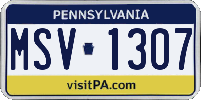 PA license plate MSV1307