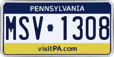 PA license plate MSV1308