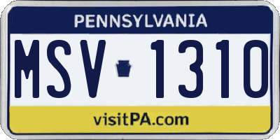 PA license plate MSV1310