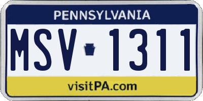 PA license plate MSV1311
