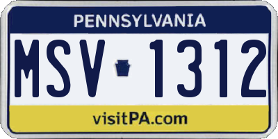 PA license plate MSV1312