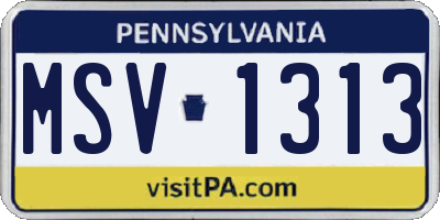 PA license plate MSV1313