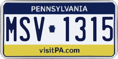 PA license plate MSV1315