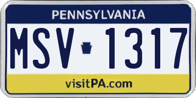PA license plate MSV1317