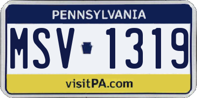 PA license plate MSV1319