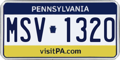 PA license plate MSV1320