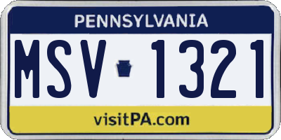 PA license plate MSV1321