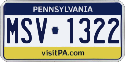PA license plate MSV1322