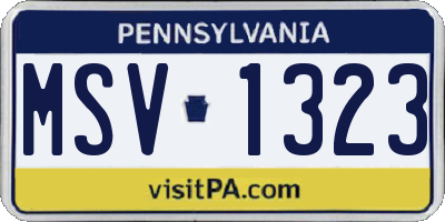 PA license plate MSV1323