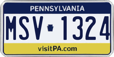 PA license plate MSV1324