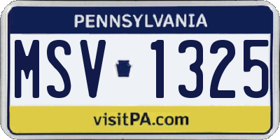 PA license plate MSV1325