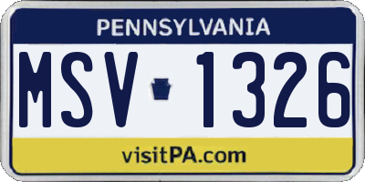 PA license plate MSV1326