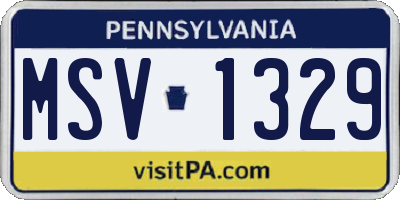 PA license plate MSV1329