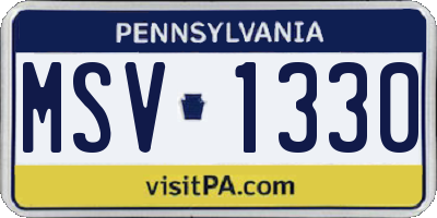 PA license plate MSV1330
