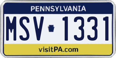 PA license plate MSV1331