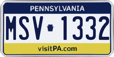 PA license plate MSV1332