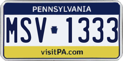 PA license plate MSV1333