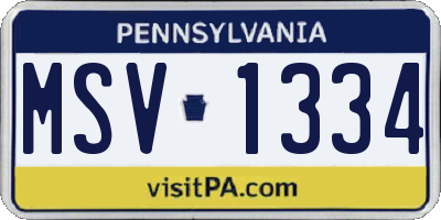 PA license plate MSV1334