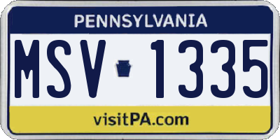 PA license plate MSV1335