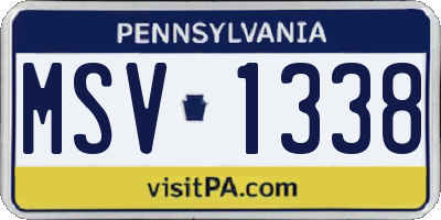 PA license plate MSV1338