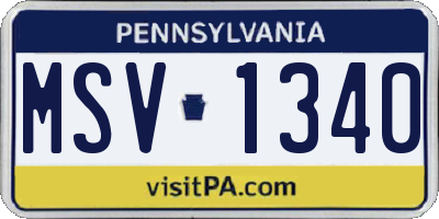 PA license plate MSV1340
