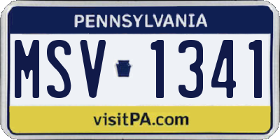 PA license plate MSV1341