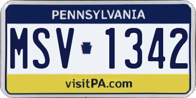 PA license plate MSV1342
