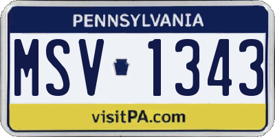 PA license plate MSV1343