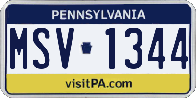 PA license plate MSV1344