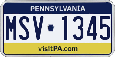 PA license plate MSV1345