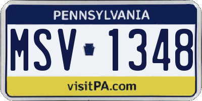 PA license plate MSV1348