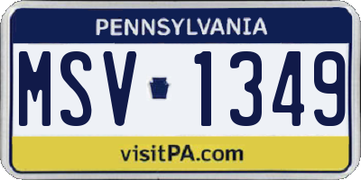PA license plate MSV1349