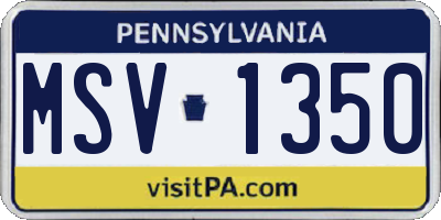 PA license plate MSV1350