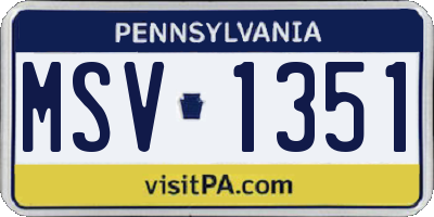 PA license plate MSV1351