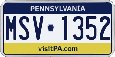 PA license plate MSV1352