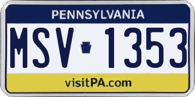 PA license plate MSV1353