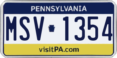 PA license plate MSV1354
