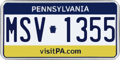 PA license plate MSV1355